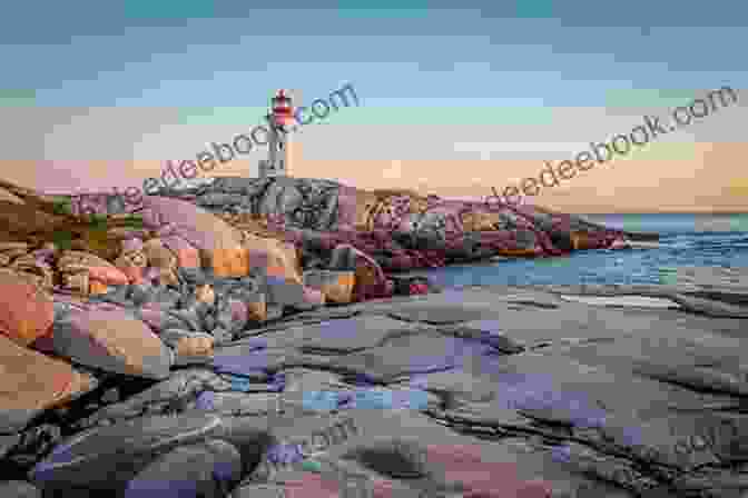 A Scenic View Of Peggy's Cove, Nova Scotia, With A Red And White Lighthouse And Crashing Waves In The Foreground, And A Colorful Sunset Sky In The Background. The Great Canadian Bucket List Nova Scotia