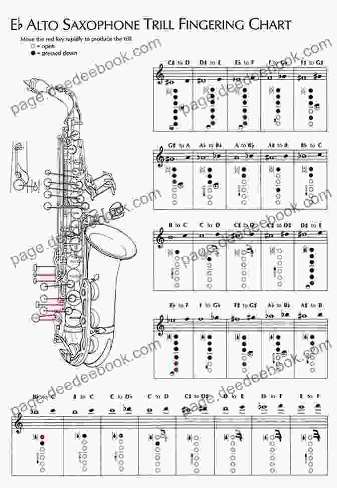 Soprano Saxophone A4 Fingering Saxophone Charts: Fingerings For Soprano Alto Tenor And Baritone Saxophones